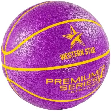 Professional Leather Basketball - Official Weight and Size 29.5 Match Ball - 5 Popular Team Colors - Ultra Grip