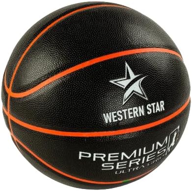 Professional Leather Basketball - Official Weight and Size 29.5 Match Ball - 5 Popular Team Colors - Ultra Grip